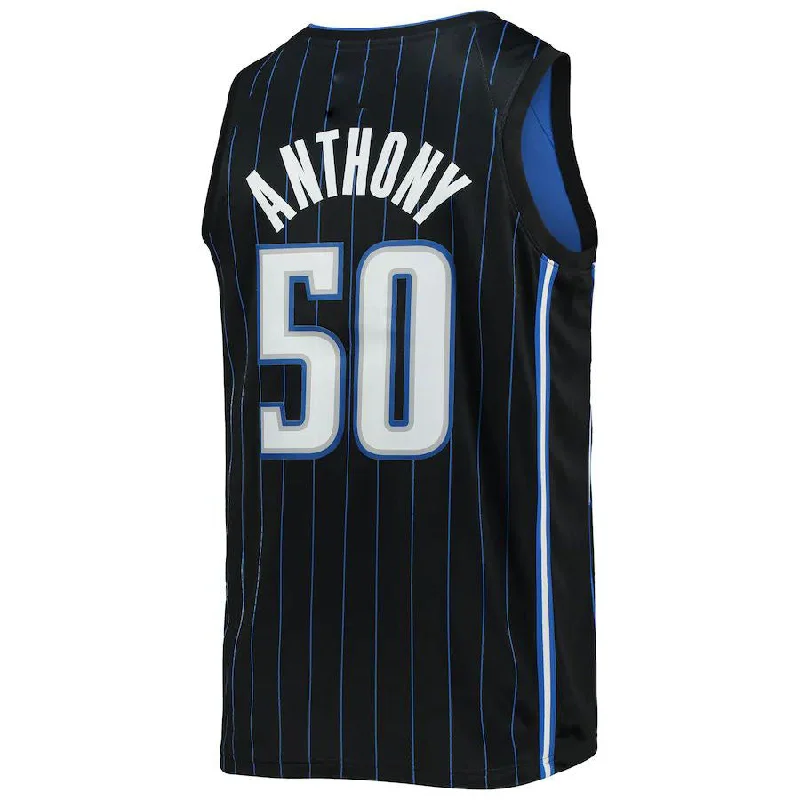 Basketball jersey with player number and sponsor logo-O.Magic #50 Cole Anthony Unisex 2022-23 Swingman Jersey Icon Edition Black Stitched American Basketball Jersey