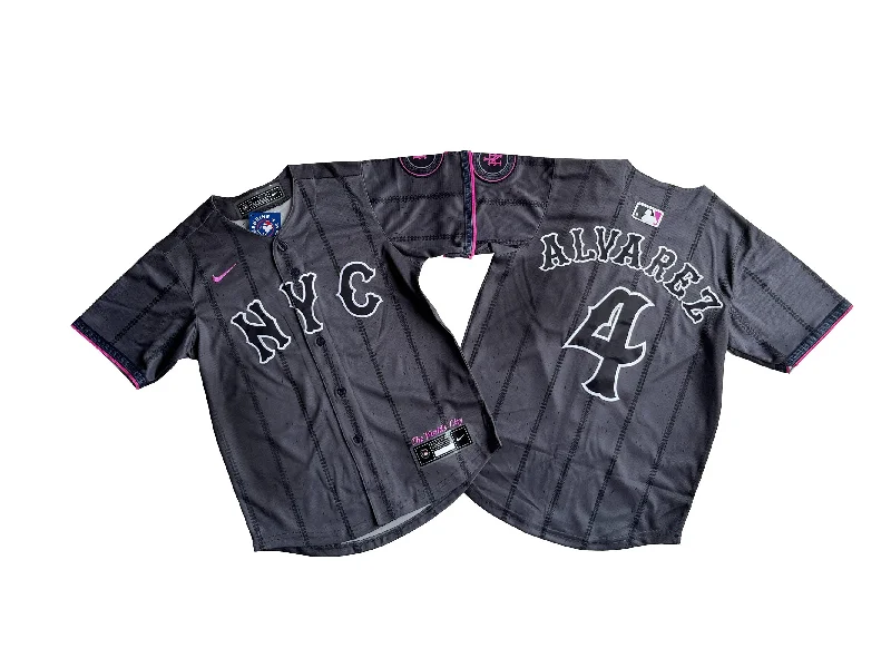 Baseball jersey for indoor games with breathable fabric-KID Youth New York Mets Francisco Alvarez #4 Graphite 2024 City Connect Limited Player Jersey