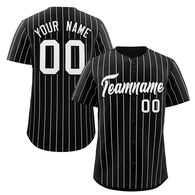 Baseball jersey with moisture-wicking technology-Custom Black White Stripe Fashion Authentic Baseball Jersey