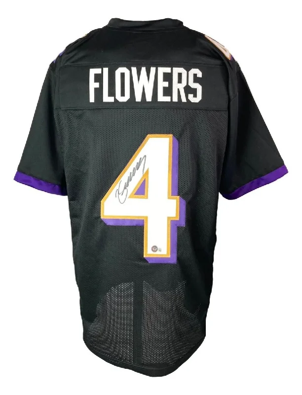 Custom soccer jersey for youth teams-Zay Flowers Baltimore Signed Black Football Jersey 2 BAS