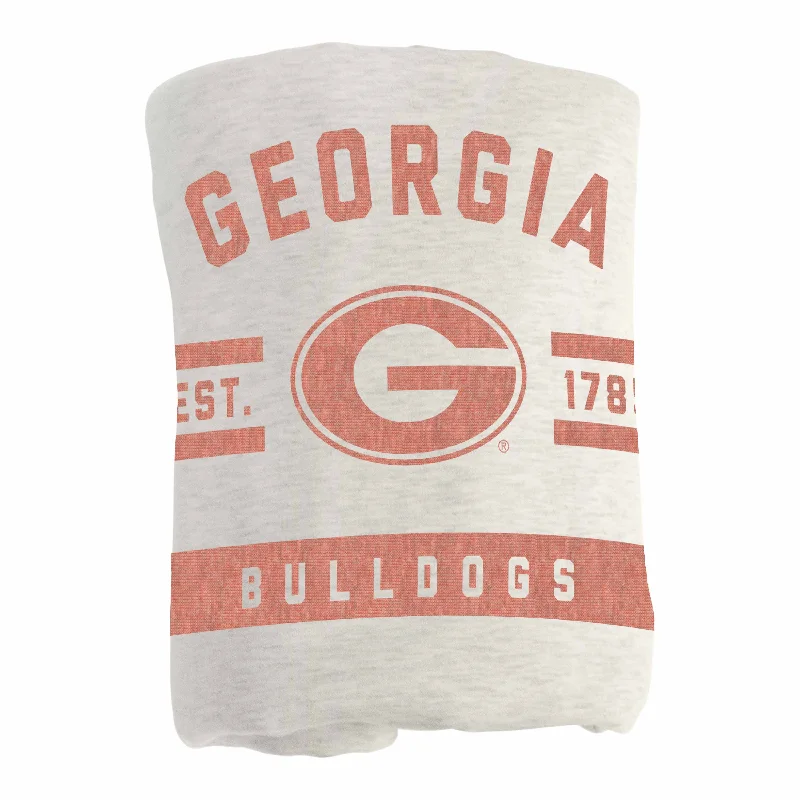 Team home textiles with logo embroidery-Georgia Oatmeal Sweatshirt Blanket