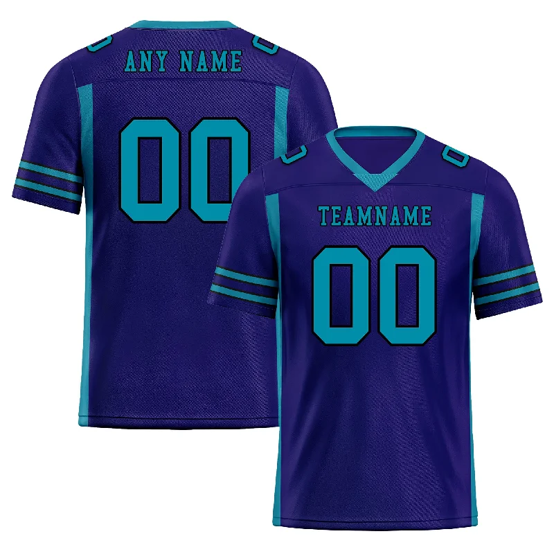 Personalized soccer jersey for family teams-Custom Purple Turquoise Striped Sleeves Personalized Authentic Football Jersey FBJ02-D06064