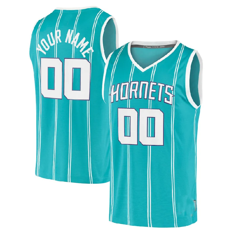 Basketball jersey with bold logos and vibrant color schemes-Custom C.Hornets Fanatics Branded 2020 Fast Break Replica  Jersey Icon Edition Teal American Stitched Basketball Jersey