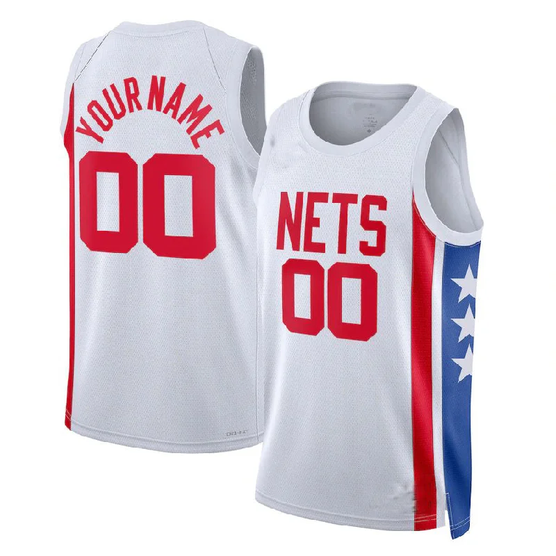 Basketball jersey with zippered collar for comfort-Custom B.Nets Unisex 2022-23 Custom Swingman Jersey Classic Edition White American Stitched Basketball Jersey