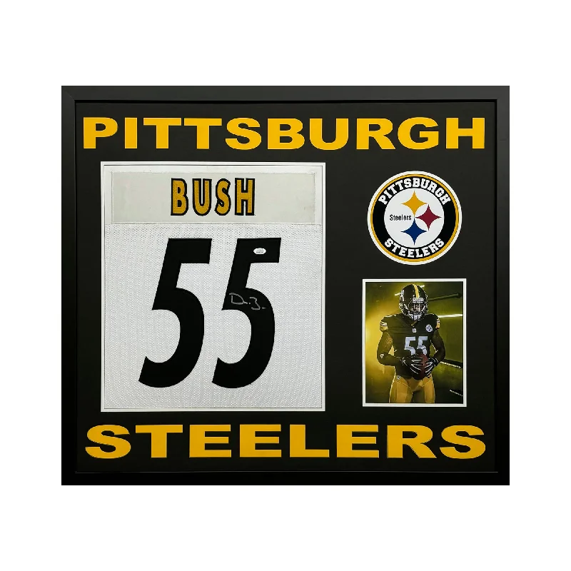 Custom soccer jersey with bold graphics for fans-Devin Bush Signed Pittsburgh Steelers Custom Space Saver Framed Football Jersey