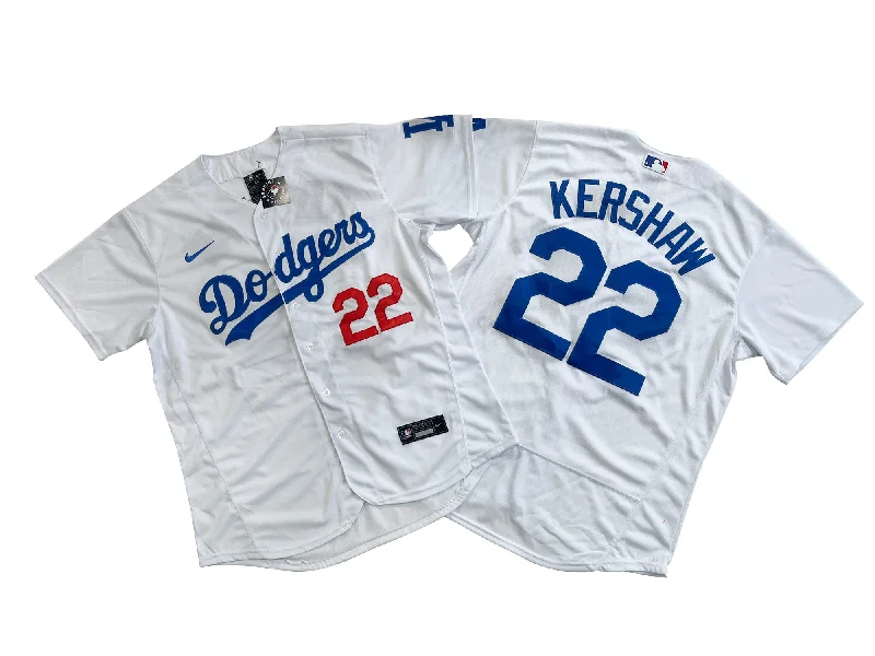 Custom baseball jersey with a vintage look for fans-Los Angeles Dodgers 22# Clayton Kershaw Flex base White jersey.