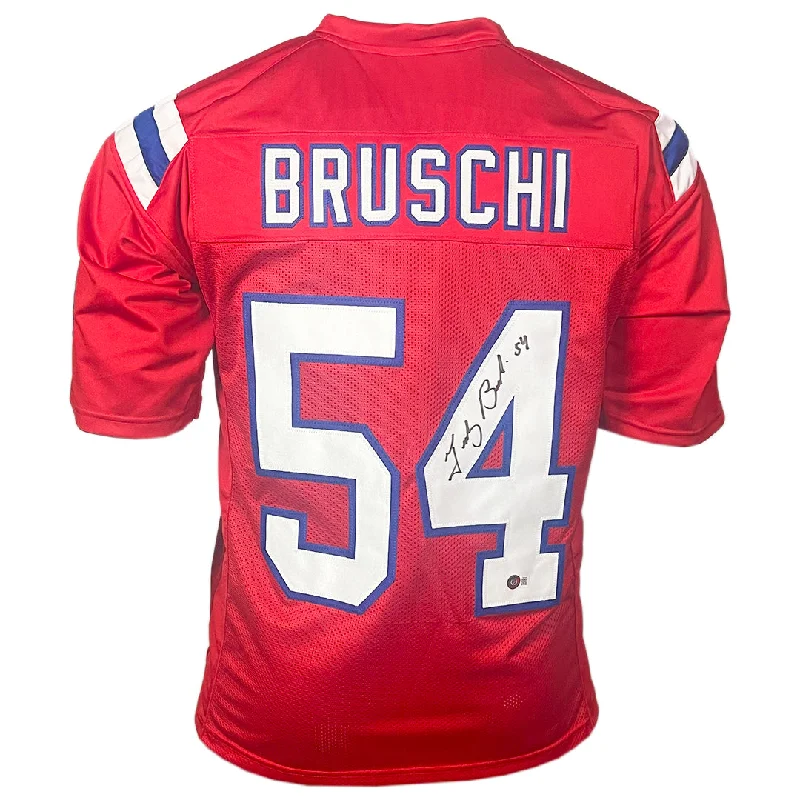 Rugby jerseys with team colors and logos for fan wear-Tedy Bruschi Signed New England Red Football Jersey (Beckett)