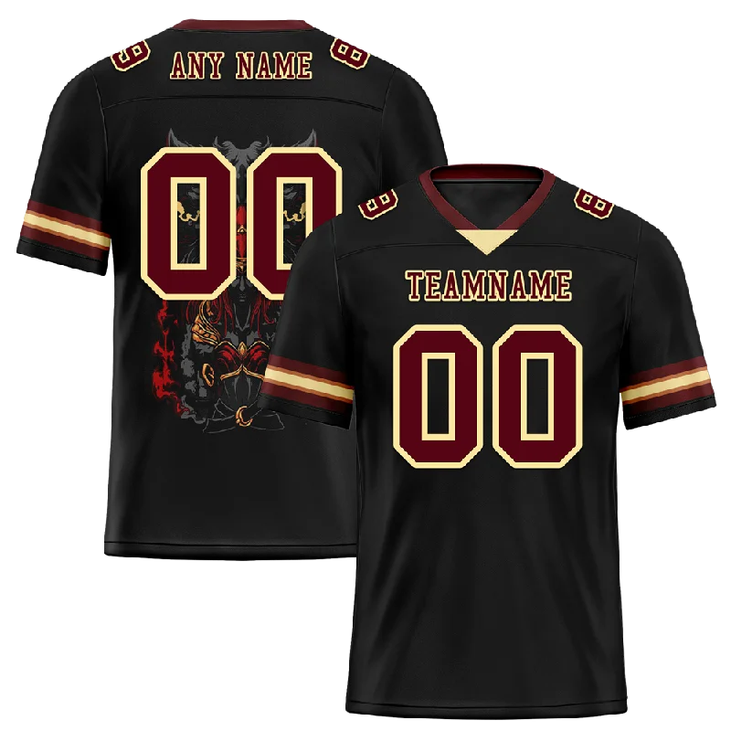 Soccer jersey for kids with lightweight material-Custom Black Skull Fashion Brown Personalized Authentic Football Jersey FBJ02-bc0fbbf