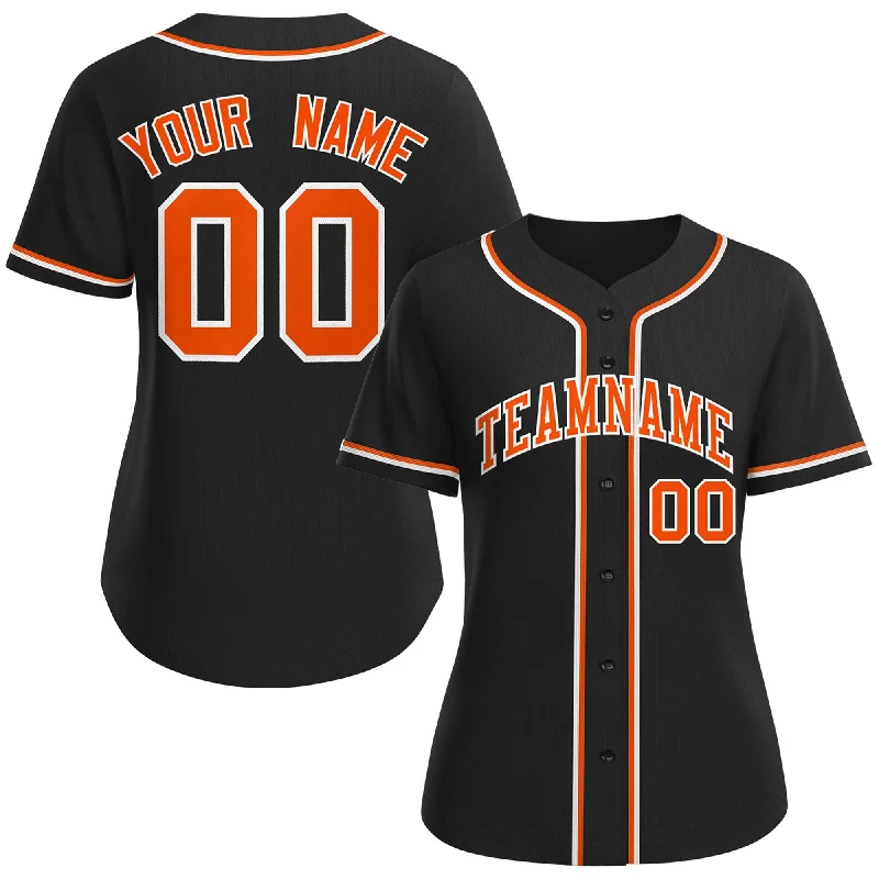 Custom baseball jersey with a vintage look for fans-Custom Black Orange-White Classic Style Baseball Jersey For Women