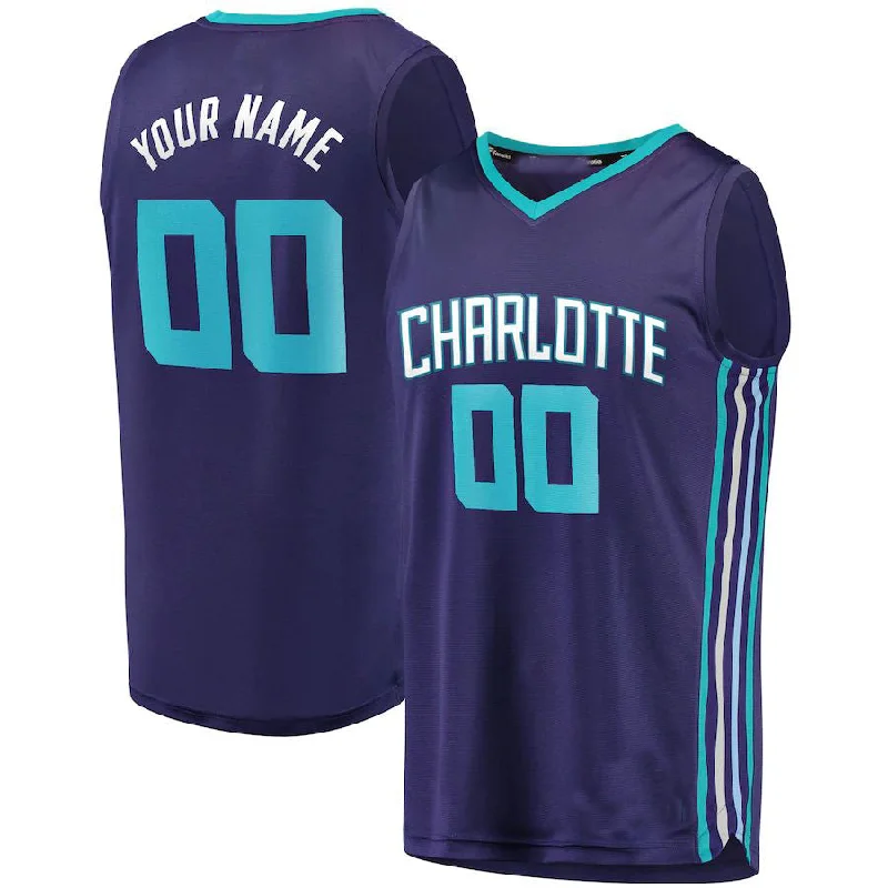 Custom basketball jersey for teams-Custom C.Hornets Fanatics Branded Fast Break Replica Jersey Purple Statement Edition American Stitched Basketball Jersey