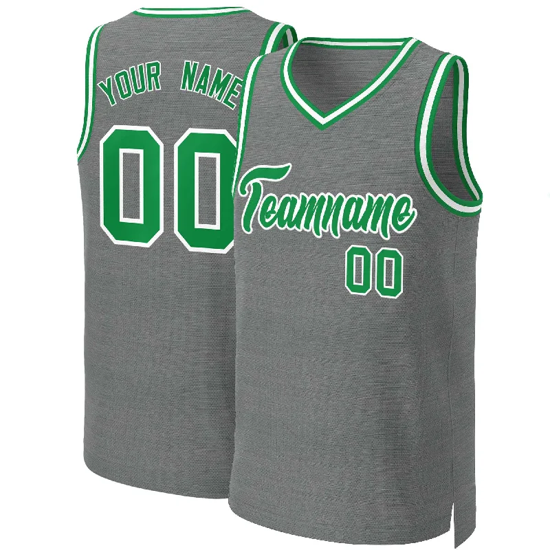 Basketball jersey with custom patches and logos-Custom Dark Gray Kelly Green-White Classic Tops Basketball Jersey