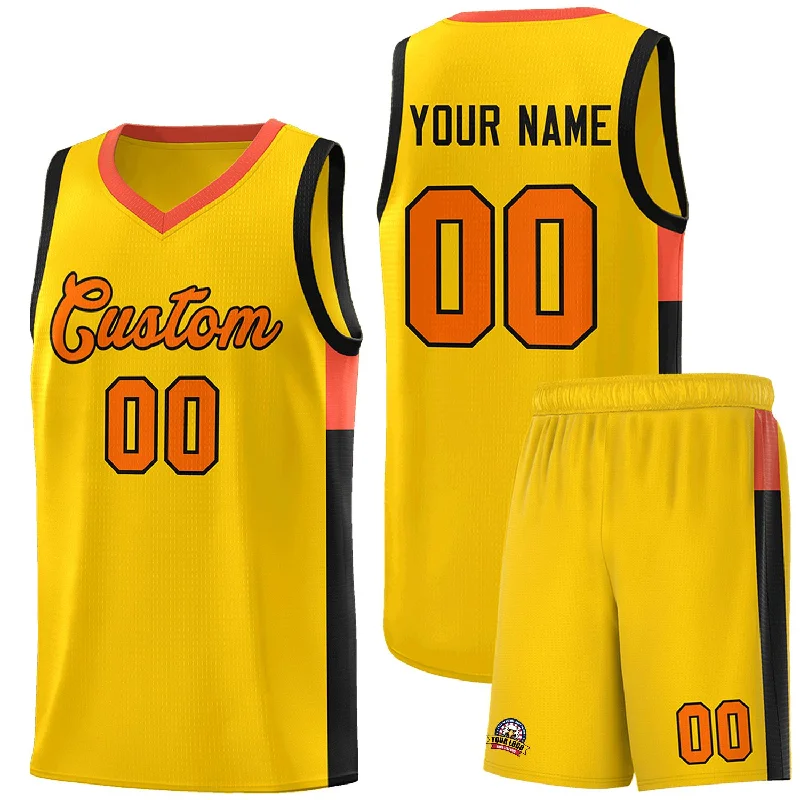 Basketball jersey for retro-style fans-Custom Gold Orange-Black Side Two-Tone Classic Sports Uniform Basketball Jersey