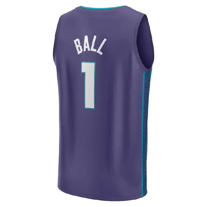 Basketball jersey for retro-style fans-C.Hornets #1 LaMelo Ball Fanatics Branded 2022-23 Fast Break Replica Jersey Statement Edition Purple Stitched American Basketball Jersey