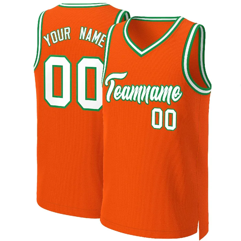 Basketball jersey with performance-enhancing fabric-Custom Orange White-Kelly Green Classic Tops Basketball Jersey