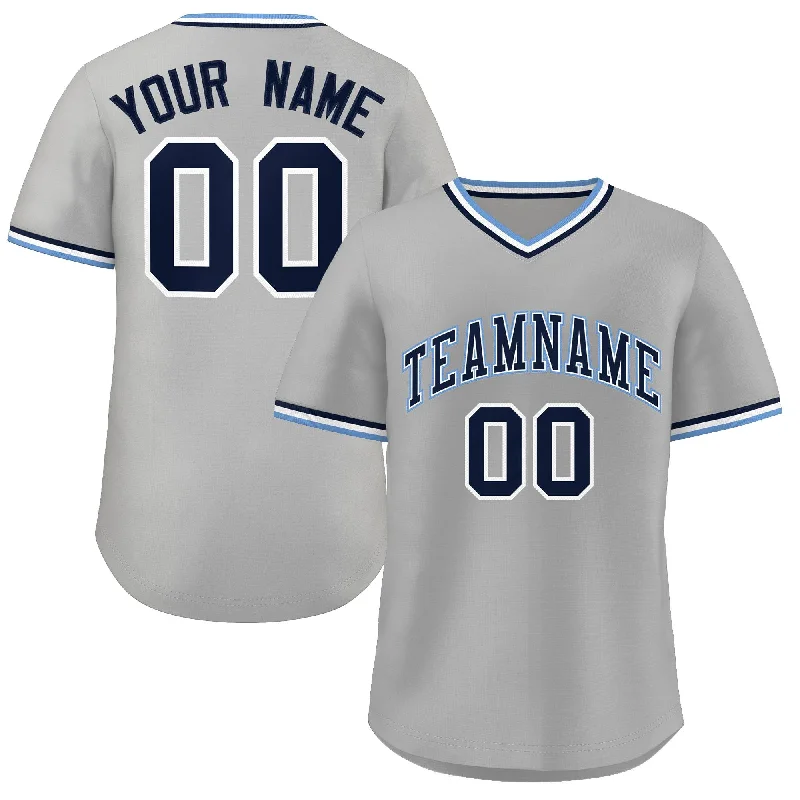 Custom baseball jersey for team players-Custom Gray Royal Classic Style Authentic Pullover Baseball Jersey