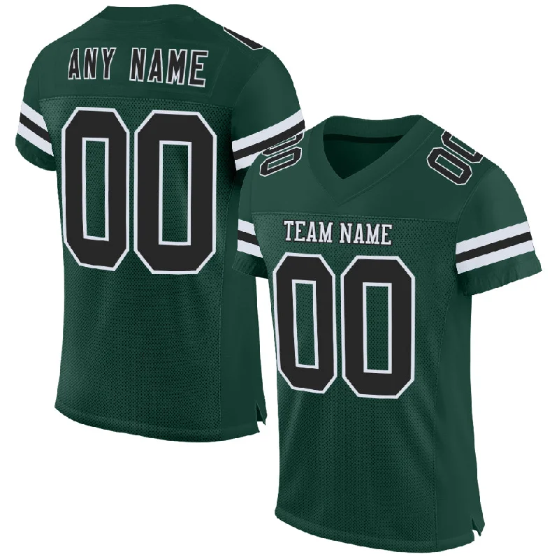 Custom soccer jersey for fan celebrations-Custom Green Black-White Mesh Authentic Football Jersey