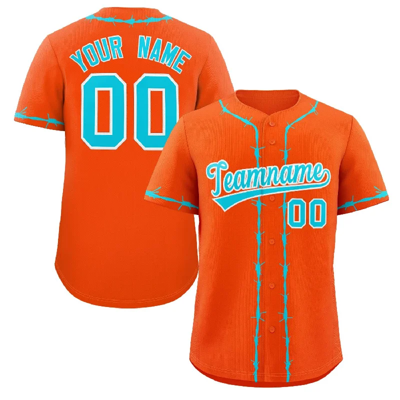 Custom-fit baseball jerseys for men and women-Custom Orange Aqua Thorns Ribbed Classic Style Authentic Baseball Jersey