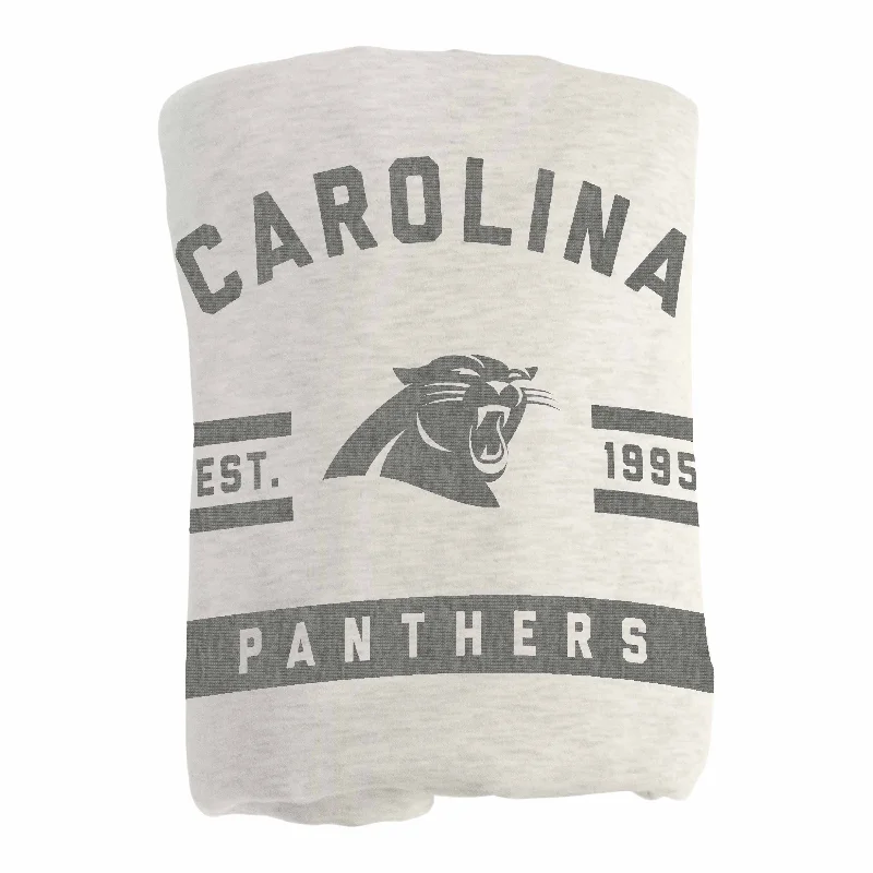 Team logo ottomans for home spaces-Carolina Panthers Oatmeal Sweatshirt Blanket