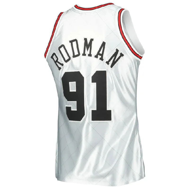 Basketball jersey with durable fabric for long-lasting use-C.Bulls #91 Dennis Rodman Mitchell & Ness 1997-98 Hardwood Classics 75th Anniversary Swingman Jersey Platinum Stitched American Basketball Jersey