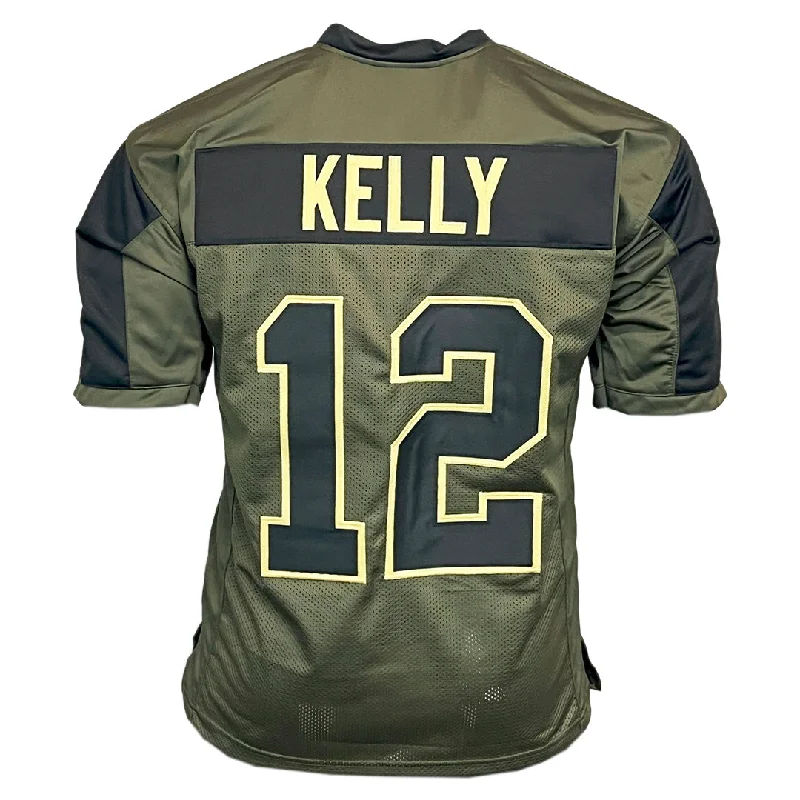 Custom soccer jersey with embroidered logos for teams-Jim Kelly Unsigned Salute to Service Football Jersey