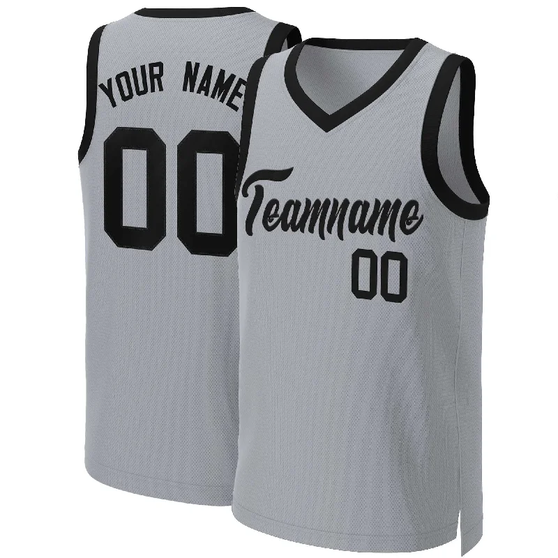 Custom basketball jersey with player number on sleeves-Custom Gray Black Classic Tops Basketball Jersey