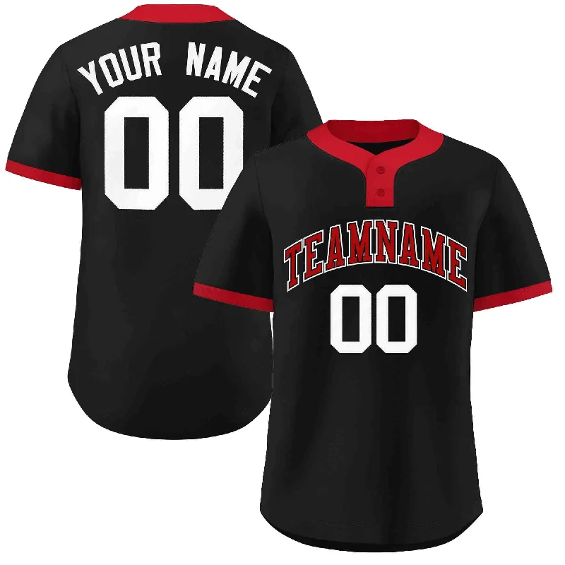 Custom baseball jersey with bold graphic designs for teams-Custom Black Red-White Classic Style Authentic Two-Button Baseball Jersey