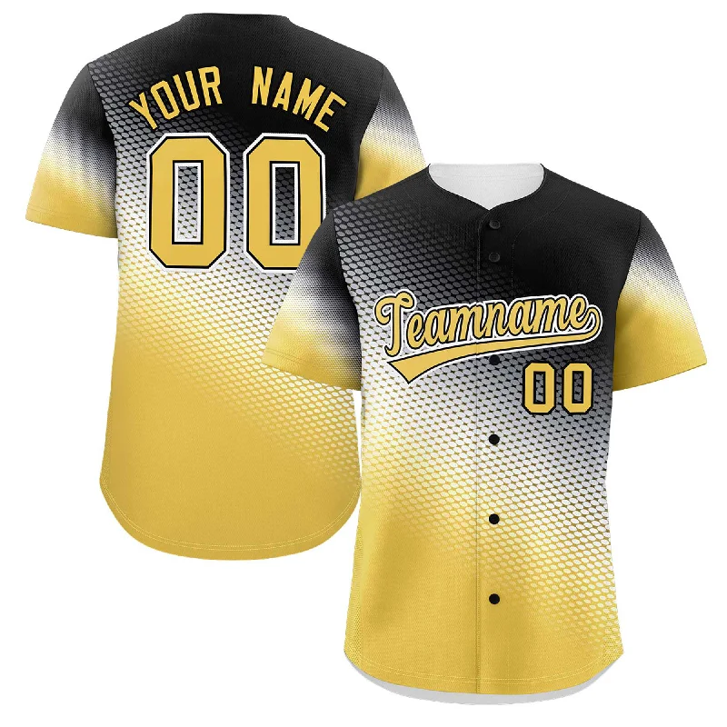 Baseball jersey with breathable design for hot weather-Custom Black Yellow Tiny Spot Gradient Fashion Authentic Baseball Jersey