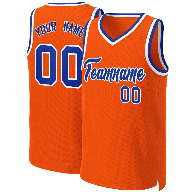 Custom basketball jersey with quick-dry material-Custom Orange Royal-White Classic Tops Basketball Jersey