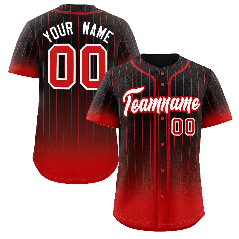 Baseball jersey for charity games and fundraising events-Custom Black Red-White Gradient Stripe Fashion Authentic Baseball Jersey