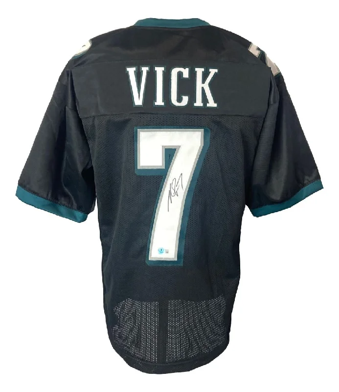 Soccer jersey with contrast piping and stitching-Michael Vick Philadelphia Signed Black Football Jersey BAS ITP