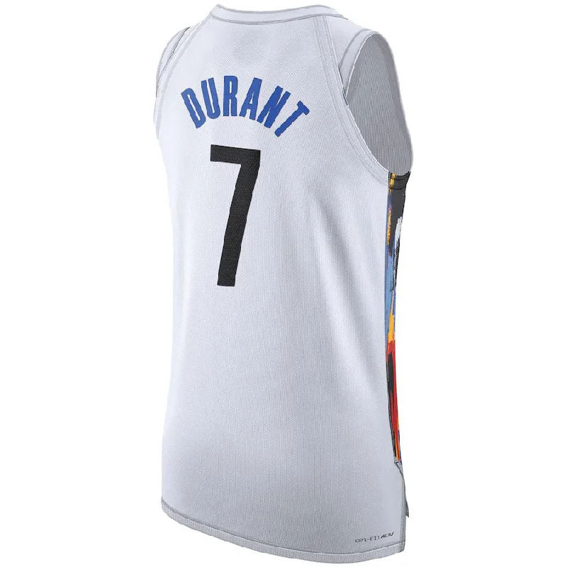 Custom basketball jersey with embroidered patches-B.Nets #7 Kevin Durant 2022-23 Authentic Jersey City Edition White Stitched American Basketball Jersey