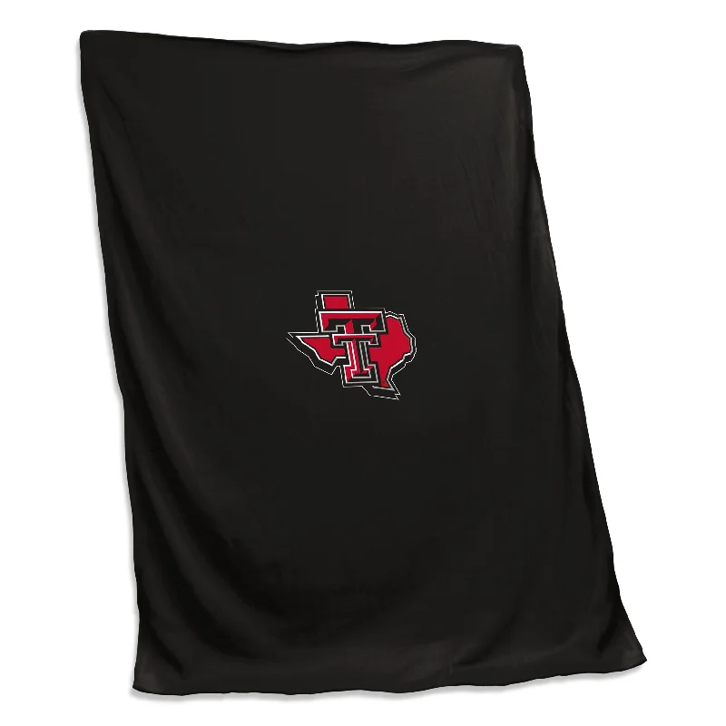 Custom team curtains for sports-themed rooms-Texas Tech Black State Shape Sweatshirt Blanket