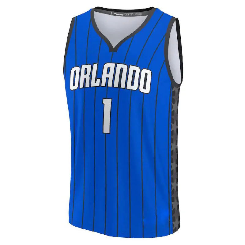 Custom basketball jersey for senior night and graduations-O.Magic #1 Jonathan Isaac Fanatics Branded 2022-23 Fast Break Replica Jersey Statement Edition  Blue Stitched American Basketball Jersey