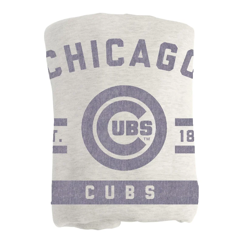 Custom team window treatments for game rooms-Chicago Cubs Oatmeal Sweatshirt Blanket