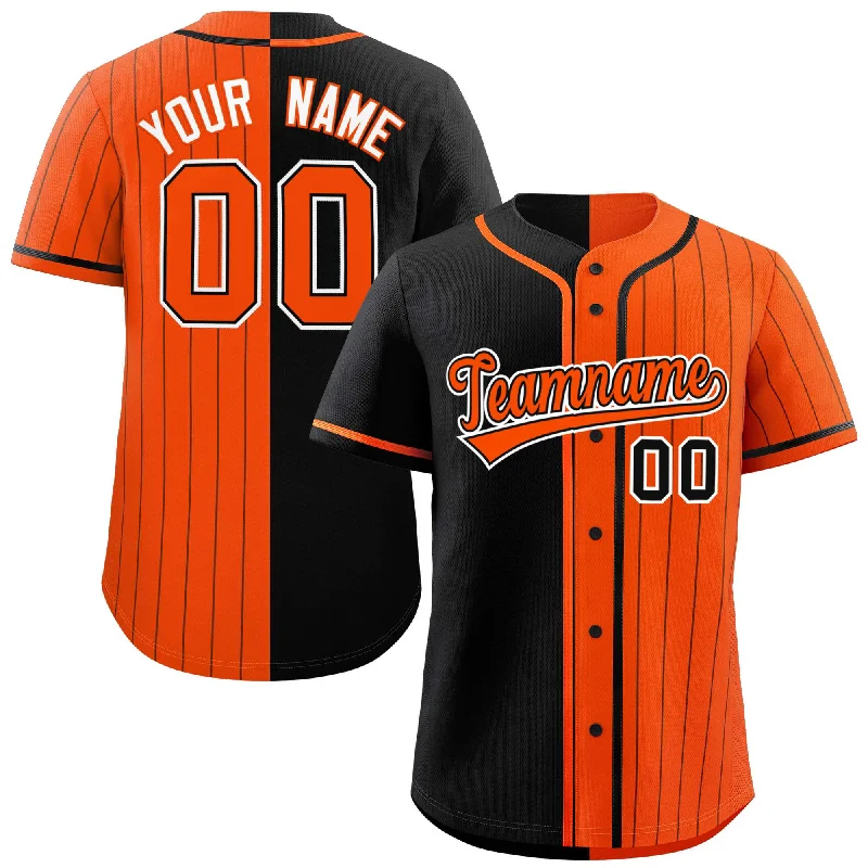 Baseball jersey for home games with team colors and logos-Custom Black Orange Stripe-Solid Combo Fashion Authentic Baseball Jersey