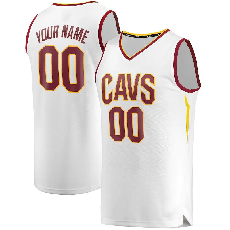 Basketball jersey with moisture-wicking technology-Custom C.Cavaliers Fanatics Branded Fast Break Replica Jersey White Association Edition American Stitched Basketball Jersey