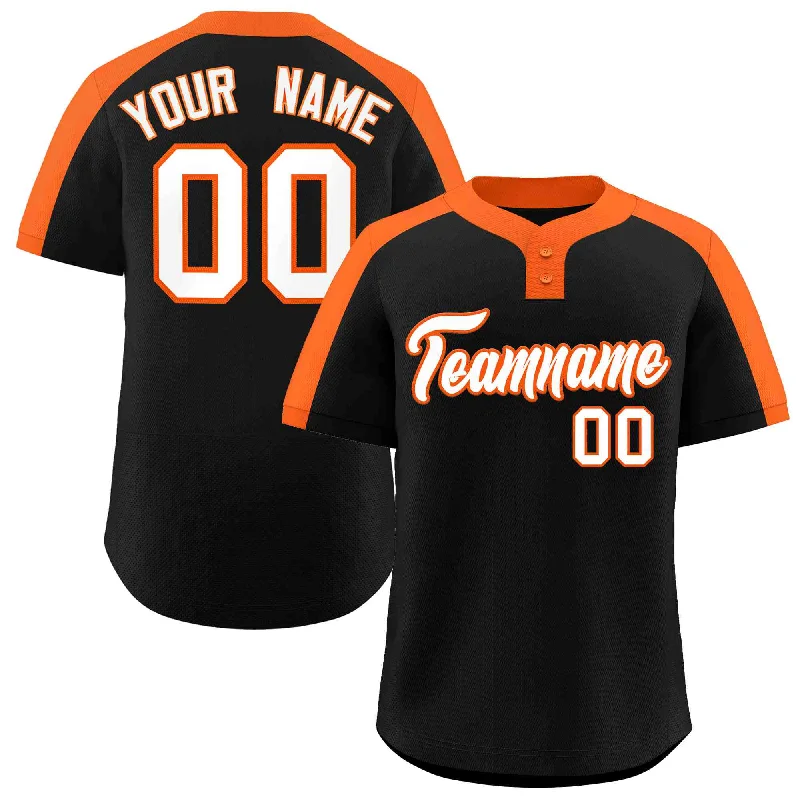 Lightweight baseball jersey for summer games-Custom Black White-Orange Classic Style Authentic Two-Button Baseball Jersey