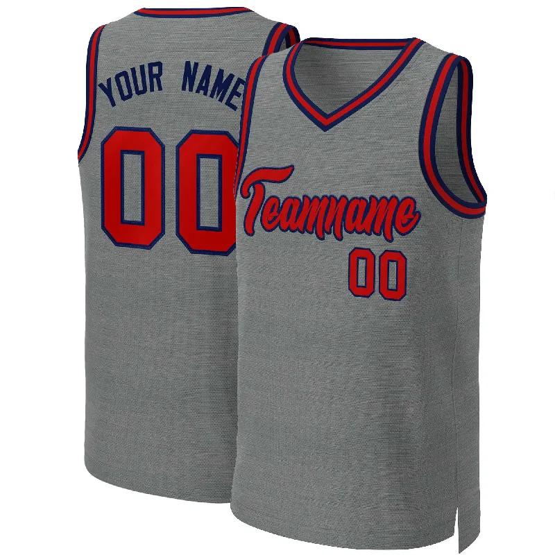 Basketball jersey with contrast stitching for style-Custom Dark Gray Red-Navy Classic Tops Basketball Jersey