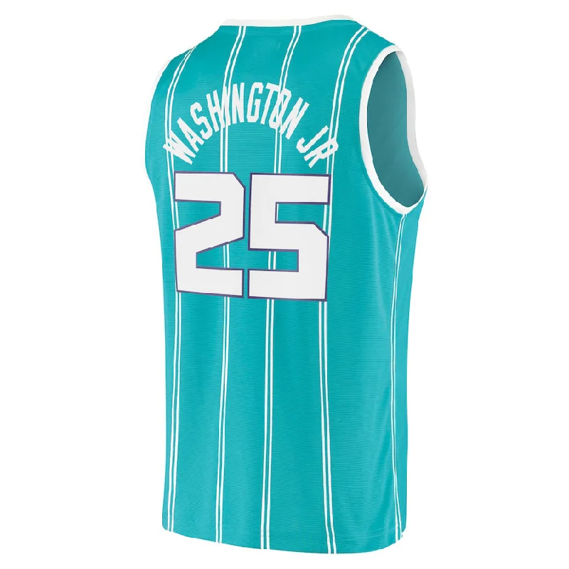 Custom basketball jersey with embroidered patches-C.Hornets #25 PJ Washington Jr. Fanatics Branded 2020-21 Fast Break Replica Jersey Icon Edition Teal Stitched American Basketball Jersey