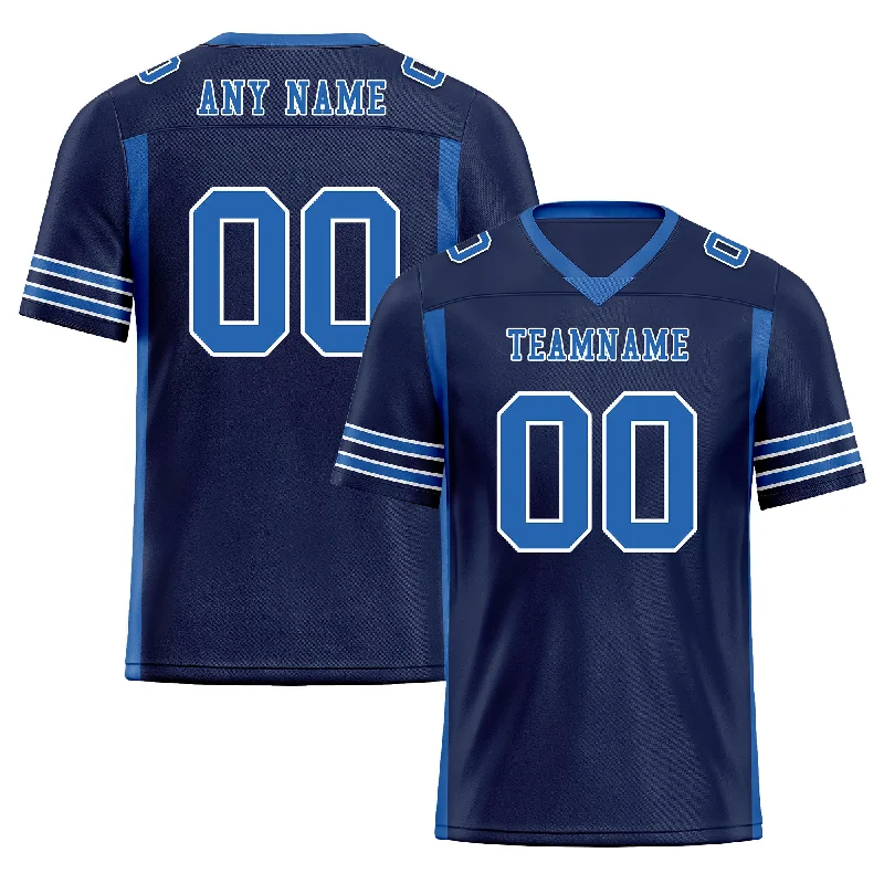 Custom soccer jersey with bold graphics for fans-Custom Blue Striped Sleeves Personalized Authentic Football Jersey FBJ02-D06077