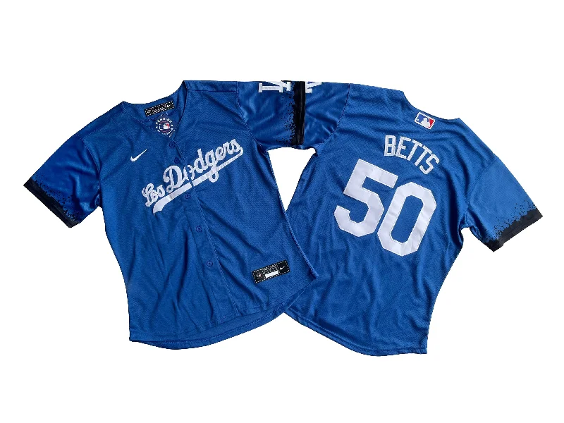 Baseball jersey with mesh paneling for air circulation-Women's Los Angeles Dodgers Mookie Betts #50 Royal City Connect Replica Player Jersey