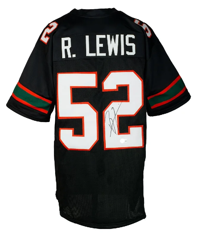 Custom soccer jersey for professional leagues-Ray Lewis Signed Custom Black Pro Style Football Jersey BAS ITP