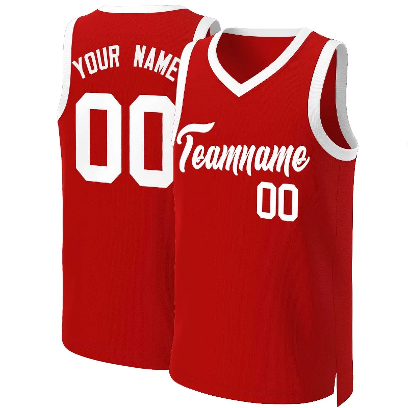 Basketball jersey for professional teams-Custom Red White Classic Tops Basketball Jersey