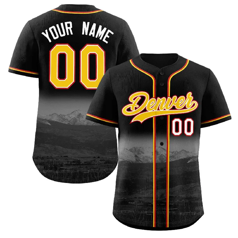 Baseball jersey for charity games and fundraising events-Custom Black Yellow-White Denver City Connect Baseball Jersey