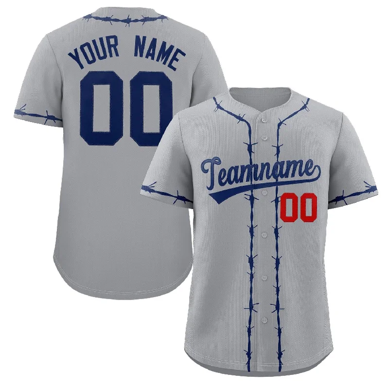 Authentic MLB baseball jersey for collectors-Custom Dark Gray Navy Thorns Ribbed Classic Style Authentic Baseball Jersey