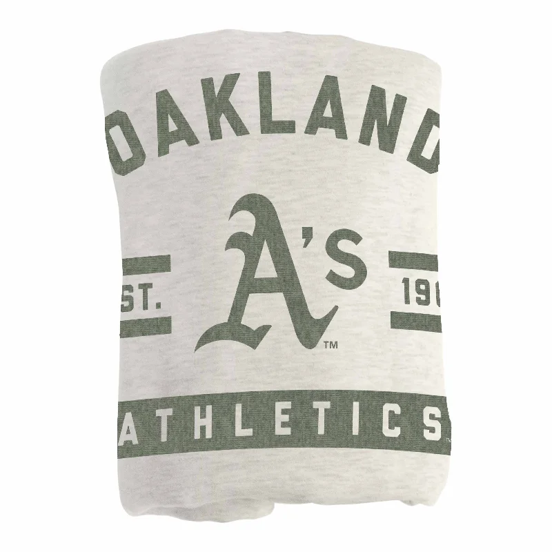 Soft team comforters with custom team logos-Oakland Athletics Oatmeal Sweatshirt Blanket