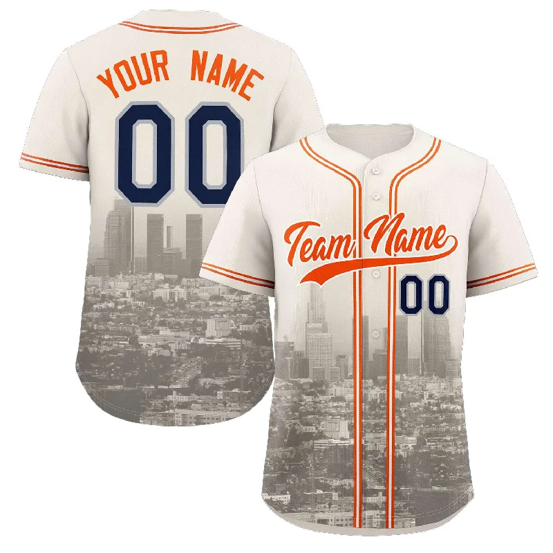 Baseball jersey for team merchandise-Custom Cream Orange-Khaki Los Angeles City Connect Baseball Jersey