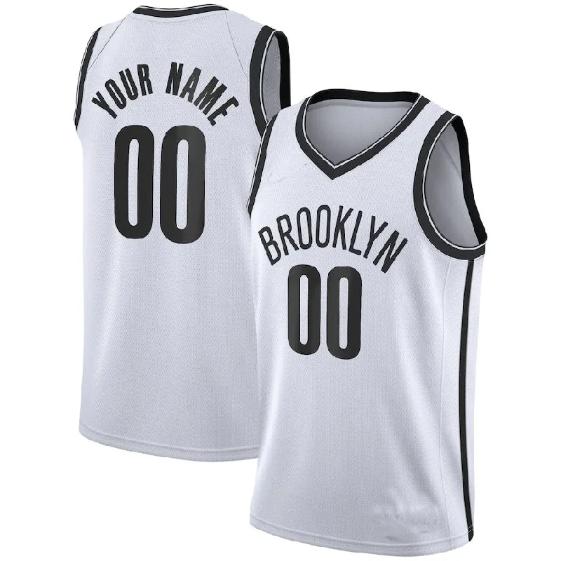 Basketball jersey with contrast stitching for style-Custom B.Nets 2020-21 Swingman Jersey Association Edition White American Stitched Basketball Jersey