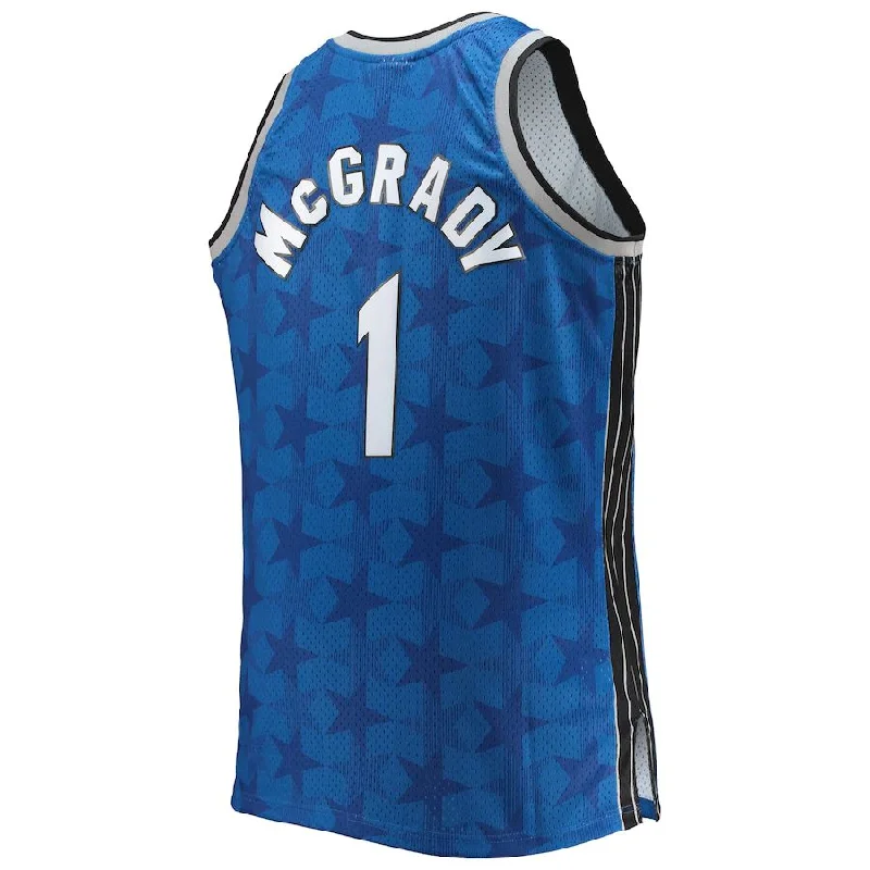 Custom basketball jersey with embroidered player names-O.Magic #1 Tracy McGrady Mitchell & Ness Big & Tall 2000-01 Hardwood Classics Swingman Jersey Blue Stitched American Basketball Jersey