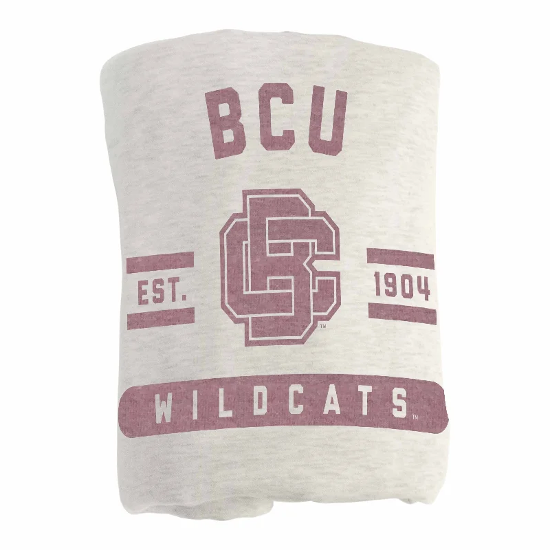 Custom team throws for outdoor events-Bethune-Cookman Oatmeal Sweatshirt Blanket